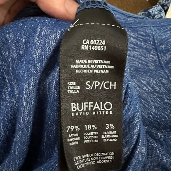 Buffalo By David Bitton CREW NECK LONG SLEEVES SWEATSHIRT Heathered Blue Size S - Picture 6 of 9